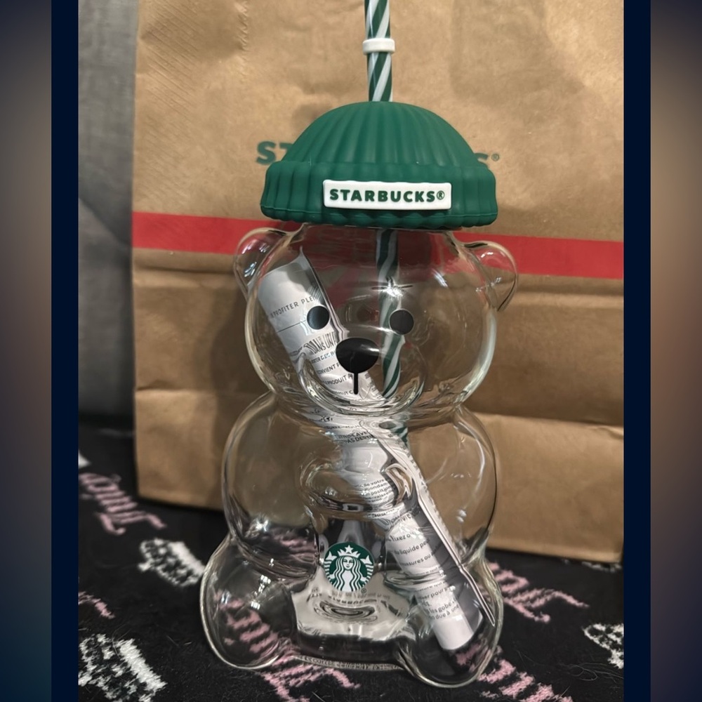 Starbucks Bearista bear cup Tumbler with Green Hat Lid